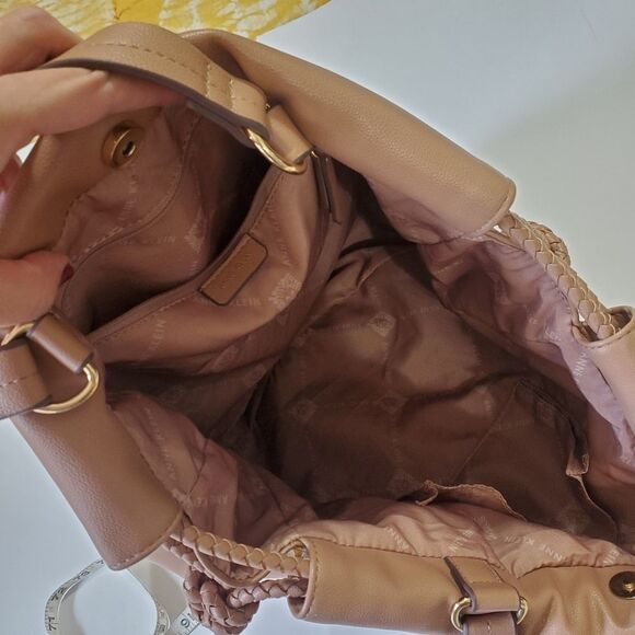 Anne Klein cinch strap shoulder bag beige tan excellent used once - Picture 9 of 12